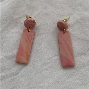 Handmade Marbled Pink Earrings
